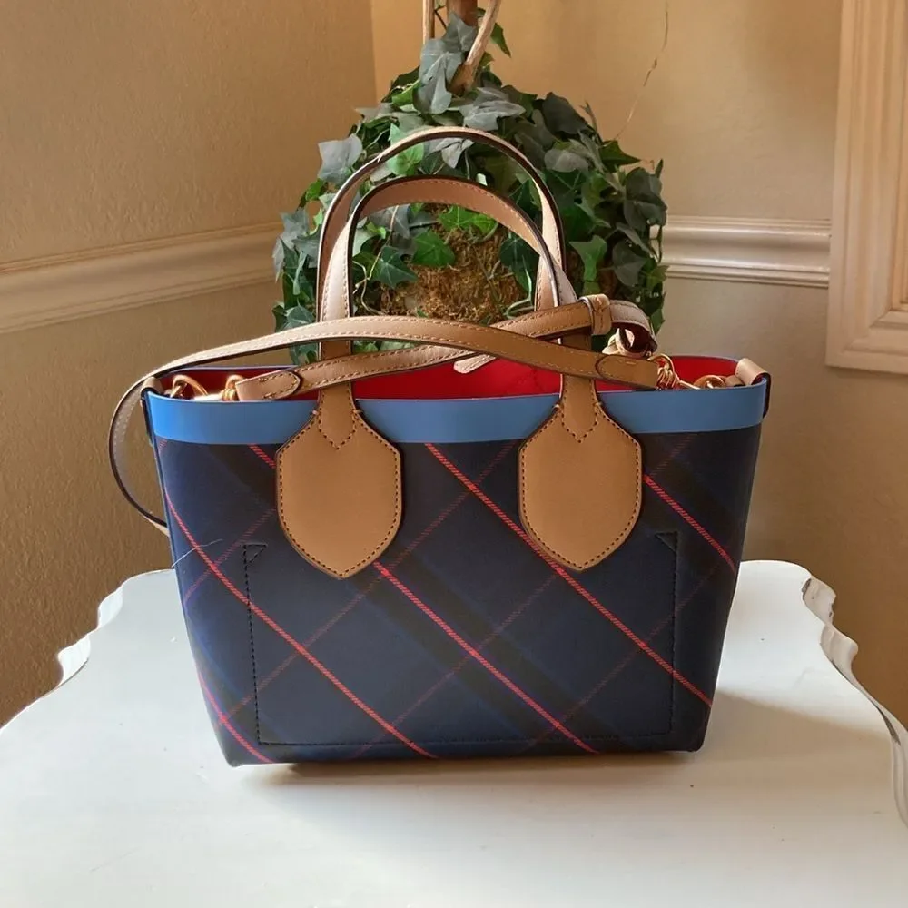 Banana Republic Blue Plaid Crossbody Bag Purse EUC